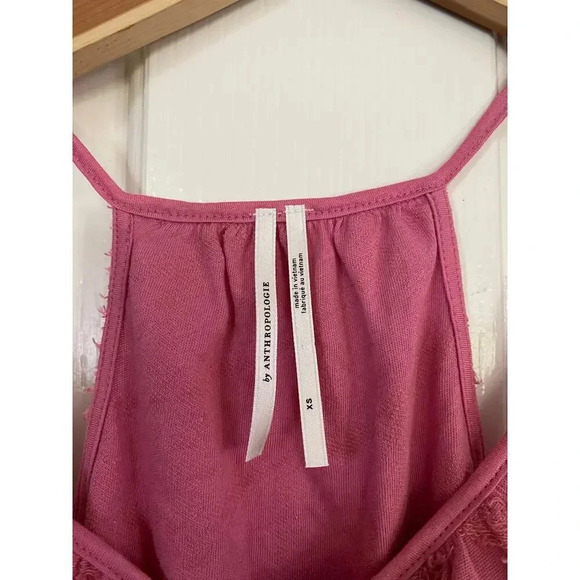 Anthropologie Women's Textured Pink Cami Spaghetti Strap Tank Top Size XS - Picture 5 of 6